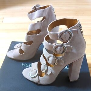 Kendall & Kylie Evie Light Natural Suede Heeled Sandals